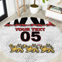 Custom England Football Round Carpet Gold Lions And Minimalist Floral