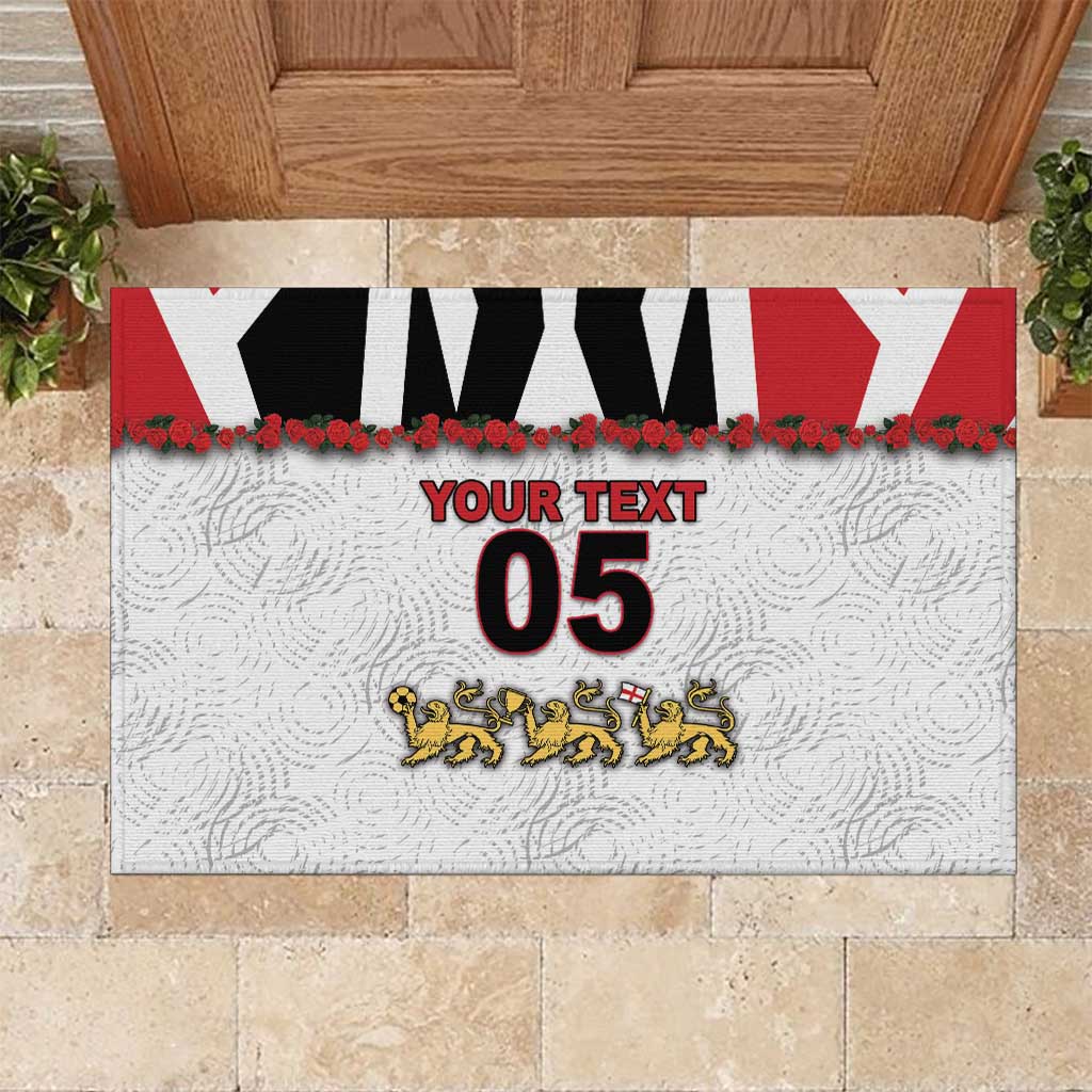 Custom England Football Rubber Doormat Gold Lions And Minimalist Floral