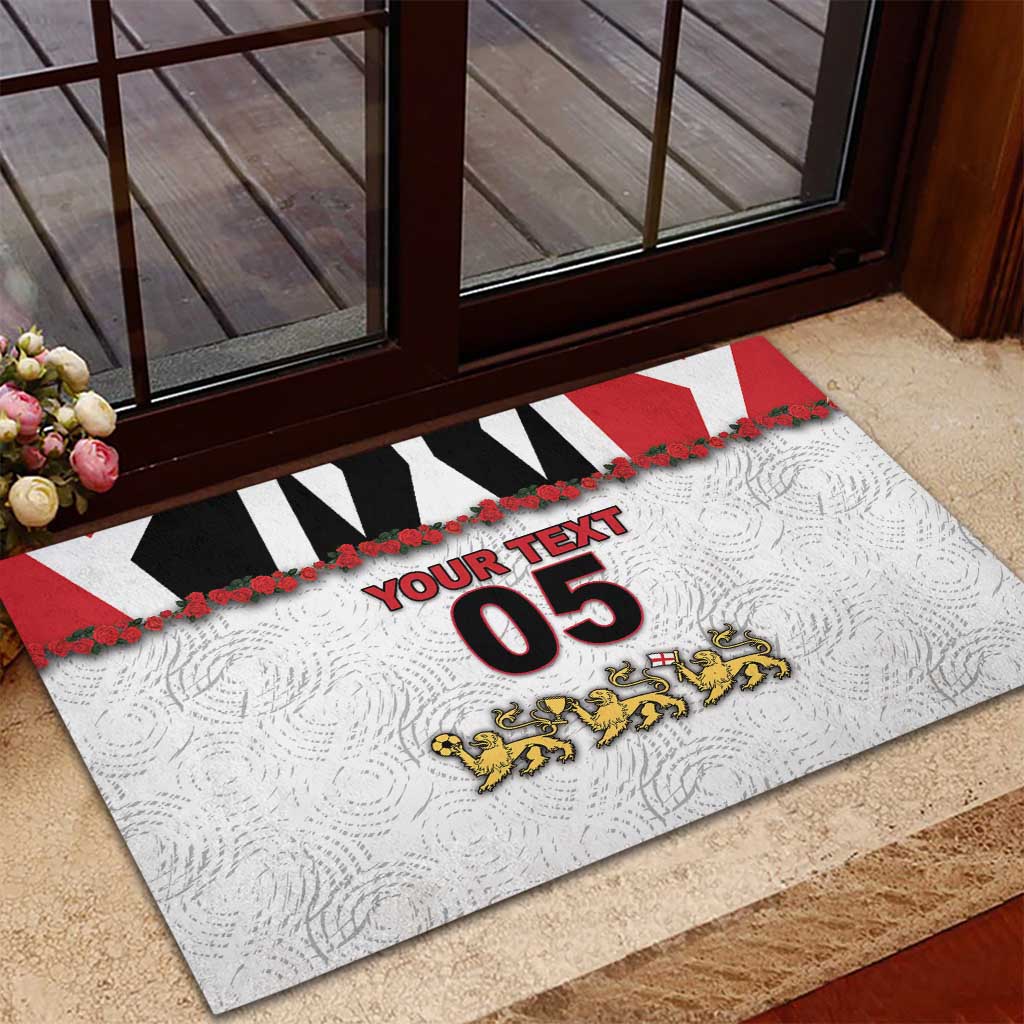 Custom England Football Rubber Doormat Gold Lions And Minimalist Floral