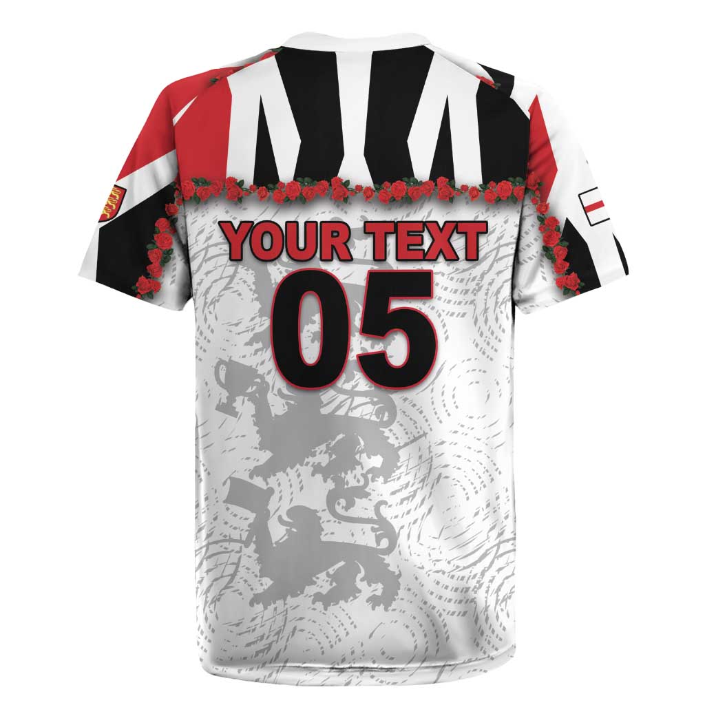 Custom England Football Rugby Jersey Gold Lions And Minimalist Floral
