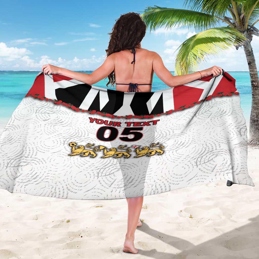 Custom England Football Sarong Gold Lions And Minimalist Floral