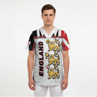 Custom England Football Scrub Top Gold Lions And Minimalist Floral