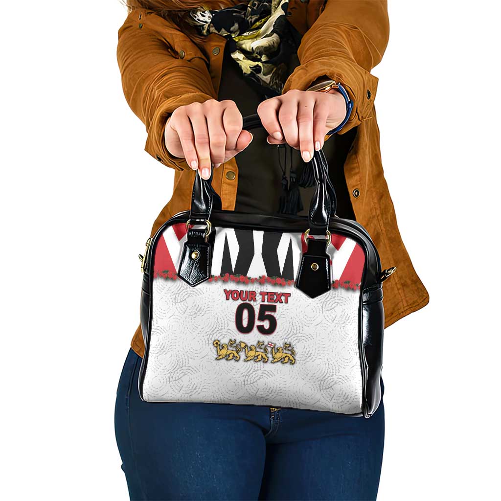 Custom England Football Shoulder Handbag Gold Lions And Minimalist Floral