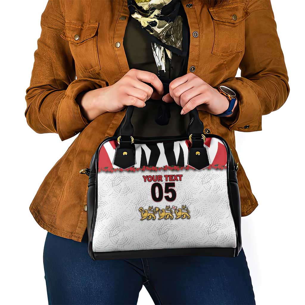 Custom England Football Shoulder Handbag Gold Lions And Minimalist Floral