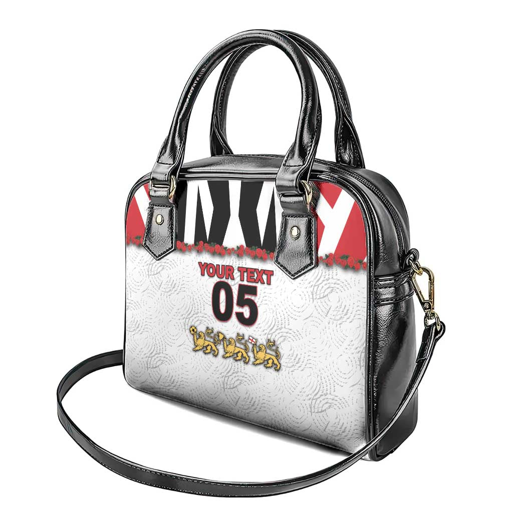 Custom England Football Shoulder Handbag Gold Lions And Minimalist Floral