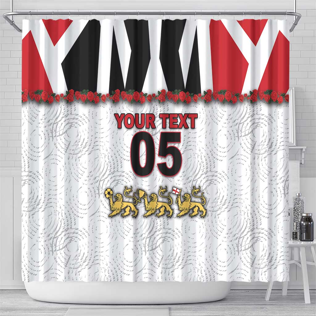 Custom England Football Shower Curtain Gold Lions And Minimalist Floral