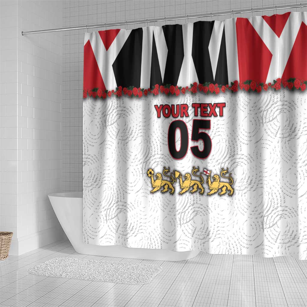 Custom England Football Shower Curtain Gold Lions And Minimalist Floral