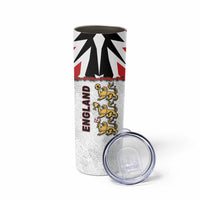 Custom England Football Skinny Tumbler Gold Lions And Minimalist Floral