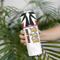 Custom England Football Skinny Tumbler Gold Lions And Minimalist Floral