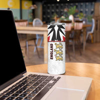 Custom England Football Skinny Tumbler Gold Lions And Minimalist Floral