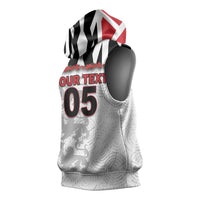 Custom England Football Sleeveless Hoodie Gold Lions And Minimalist Floral