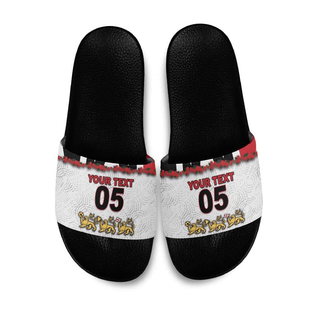 Custom England Football Slide Sandals Gold Lions And Minimalist Floral