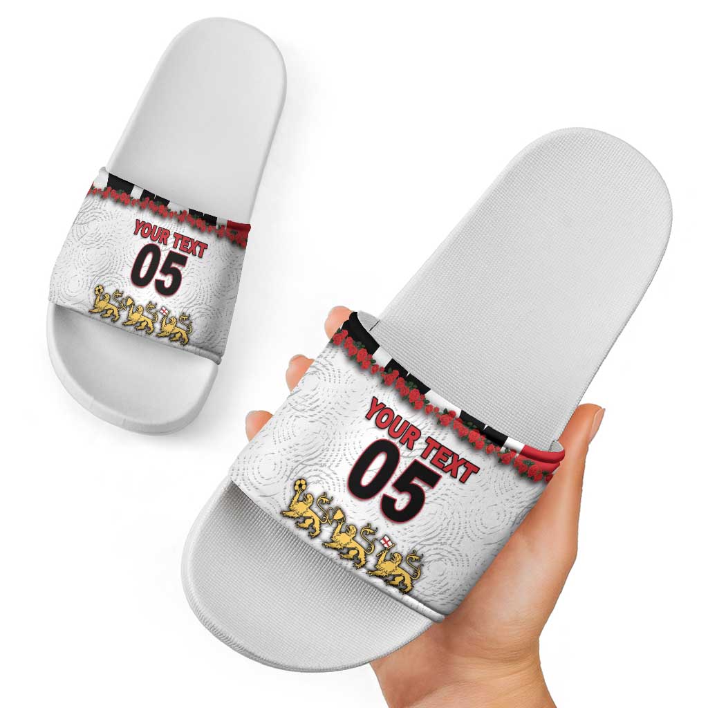 Custom England Football Slide Sandals Gold Lions And Minimalist Floral
