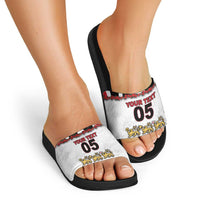 Custom England Football Slide Sandals Gold Lions And Minimalist Floral