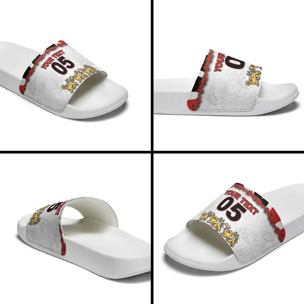 Custom England Football Slide Sandals Gold Lions And Minimalist Floral