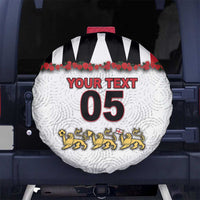 Custom England Football Spare Tire Cover Gold Lions And Minimalist Floral