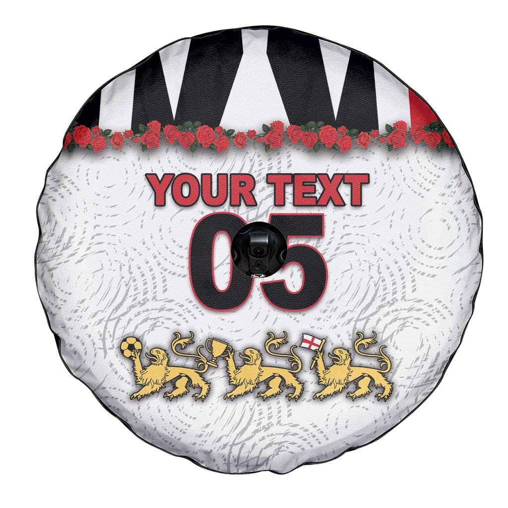 Custom England Football Spare Tire Cover Gold Lions And Minimalist Floral