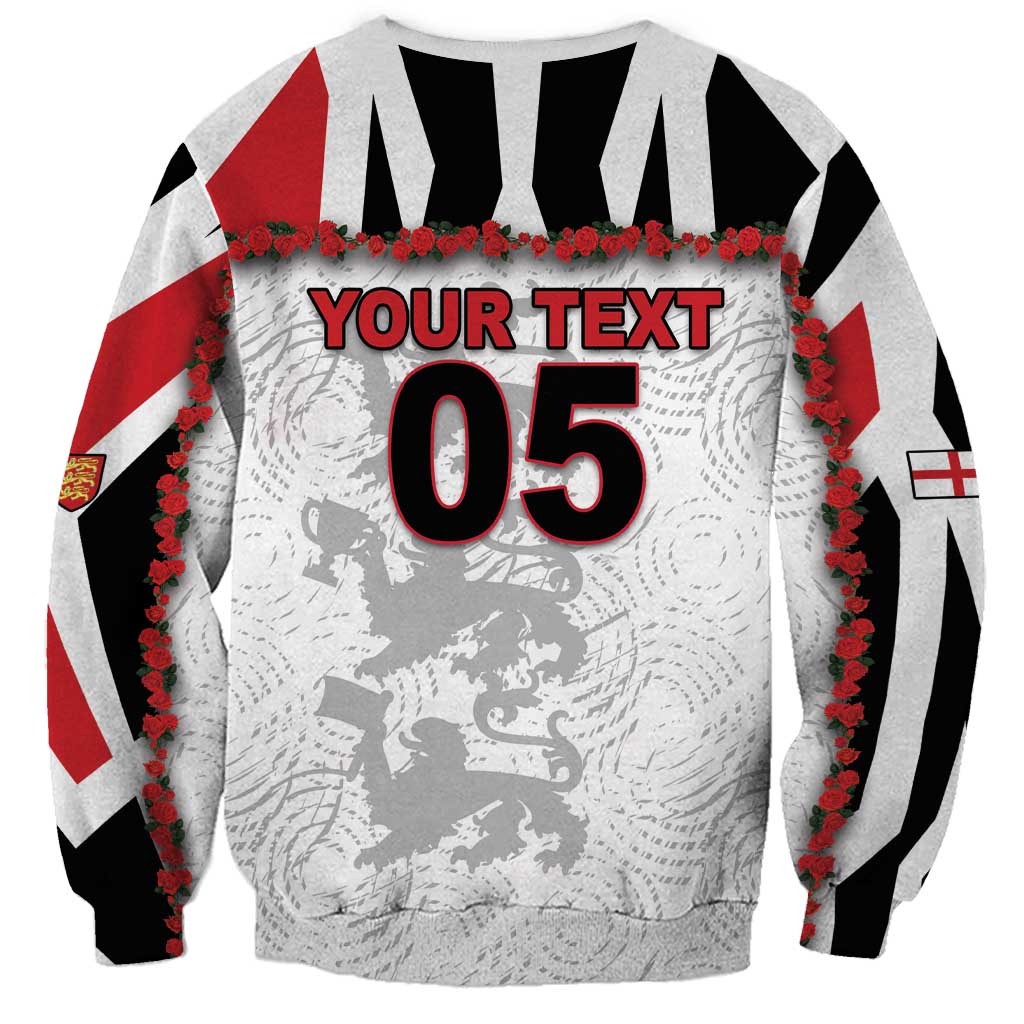 Custom England Football Sweatshirt Gold Lions And Minimalist Floral