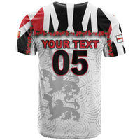 Custom England Football T Shirt Gold Lions And Minimalist Floral