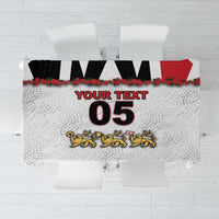 Custom England Football Tablecloth Gold Lions And Minimalist Floral