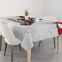 Custom England Football Tablecloth Gold Lions And Minimalist Floral