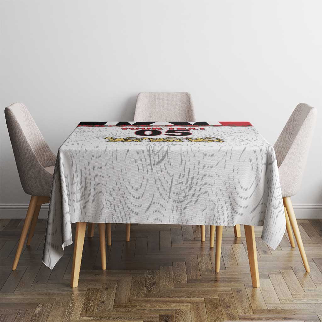 Custom England Football Tablecloth Gold Lions And Minimalist Floral