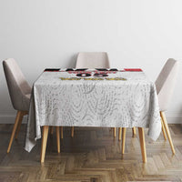 Custom England Football Tablecloth Gold Lions And Minimalist Floral