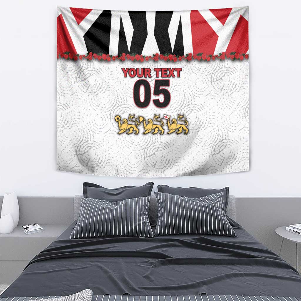 Custom England Football Tapestry Gold Lions And Minimalist Floral