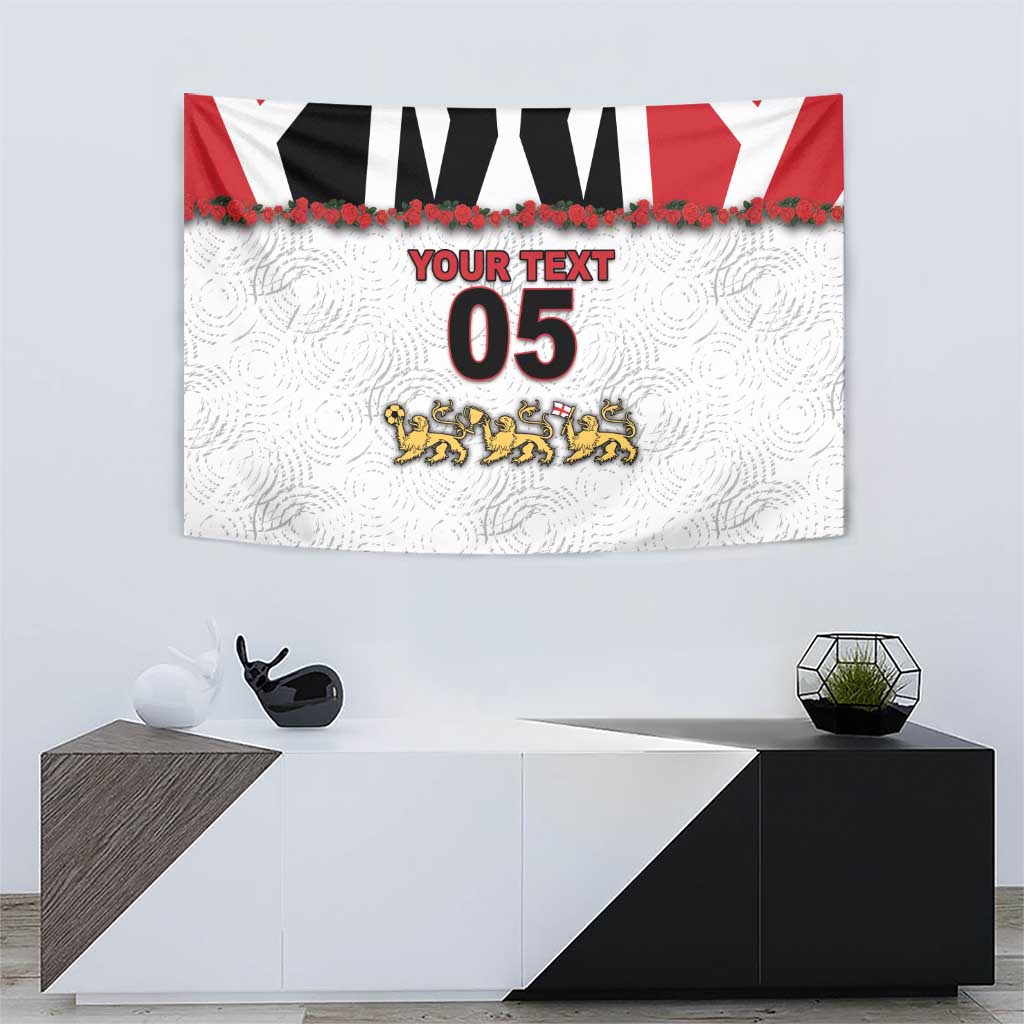 Custom England Football Tapestry Gold Lions And Minimalist Floral