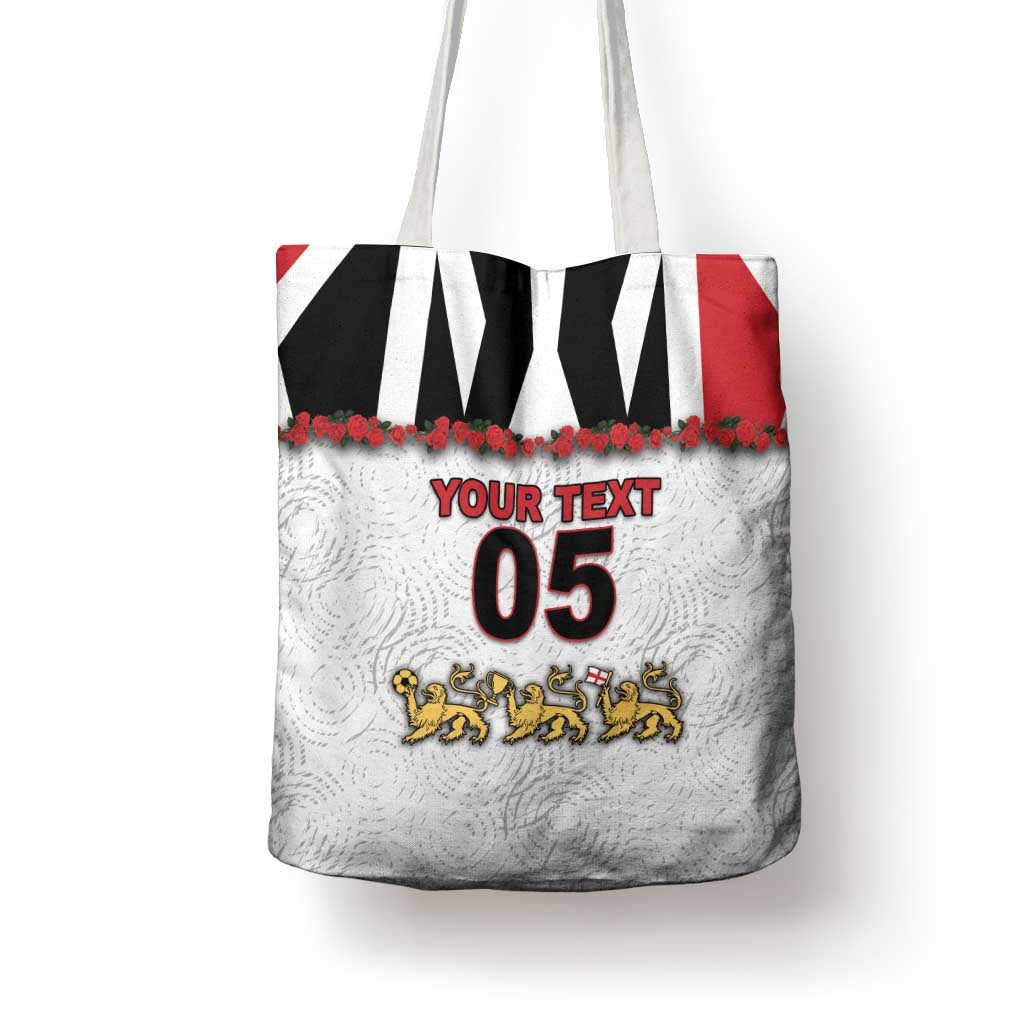 Custom England Football Tote Bag Gold Lions And Minimalist Floral