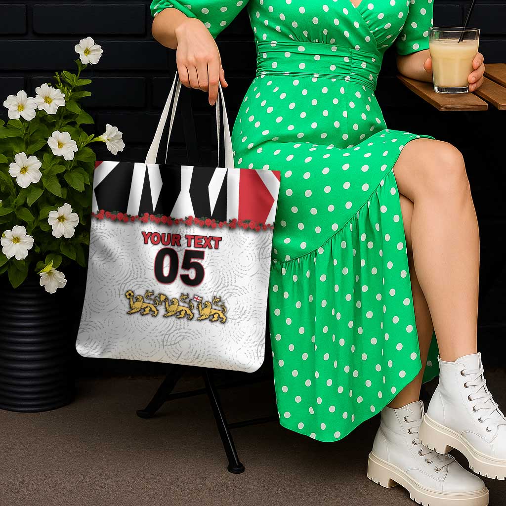Custom England Football Tote Bag Gold Lions And Minimalist Floral