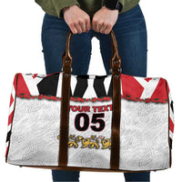 Custom England Football Travel Bag Gold Lions And Minimalist Floral