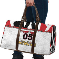 Custom England Football Travel Bag Gold Lions And Minimalist Floral