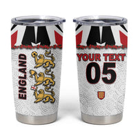 Custom England Football Tumbler Cup Gold Lions And Minimalist Floral