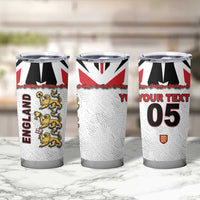 Custom England Football Tumbler Cup Gold Lions And Minimalist Floral