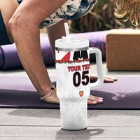 Custom England Football Tumbler With Handle Gold Lions And Minimalist Floral