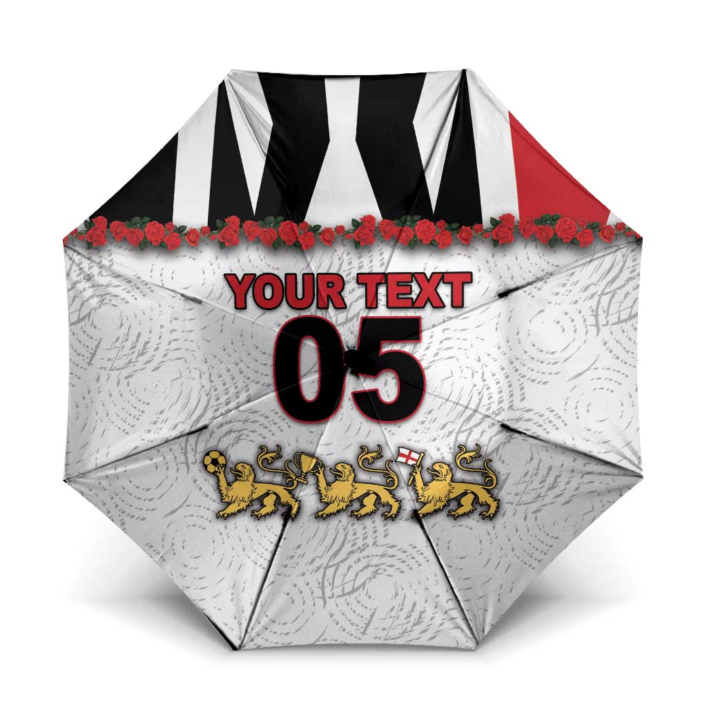 Custom England Football Umbrella Gold Lions And Minimalist Floral