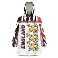 Custom England Football Wearable Blanket Hoodie Gold Lions And Minimalist Floral