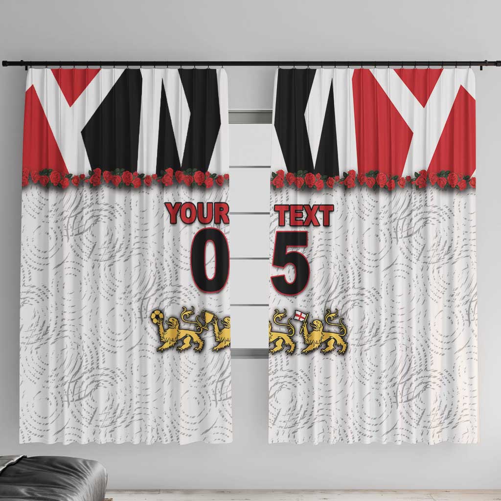 Custom England Football Window Curtain Gold Lions And Minimalist Floral