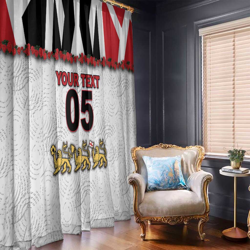 Custom England Football Window Curtain Gold Lions And Minimalist Floral