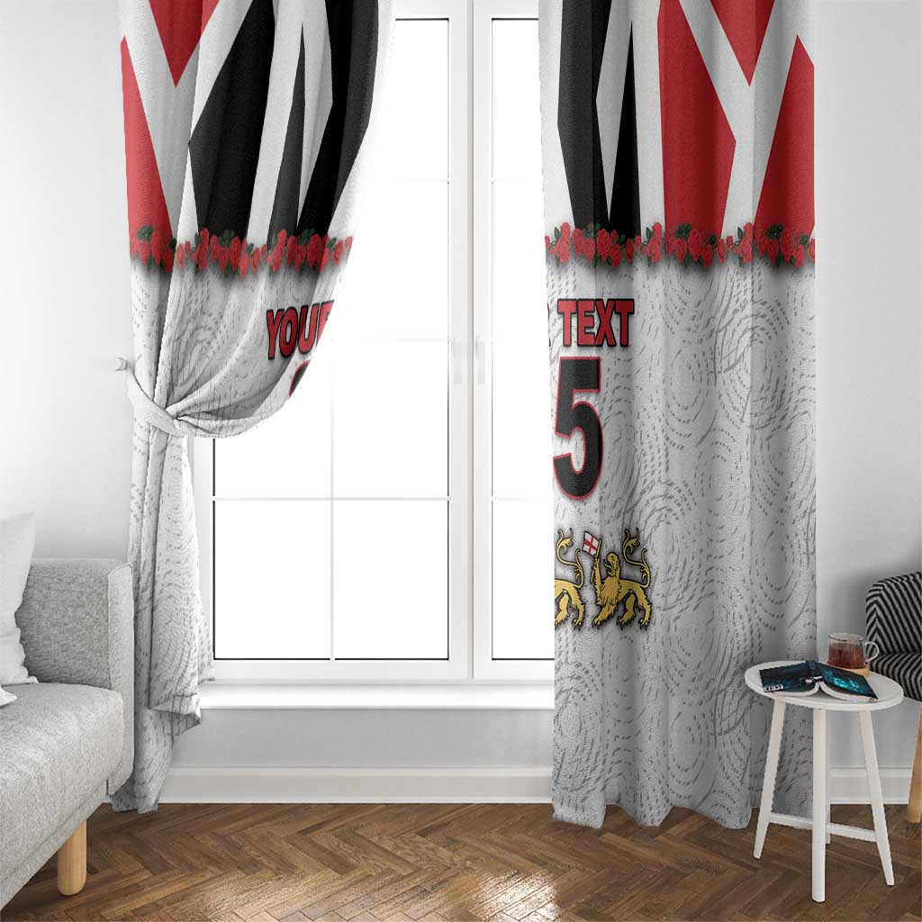 Custom England Football Window Curtain Gold Lions And Minimalist Floral