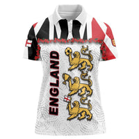 Custom England Football Women Polo Shirt Gold Lions And Minimalist Floral