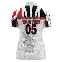 Custom England Football Women Polo Shirt Gold Lions And Minimalist Floral