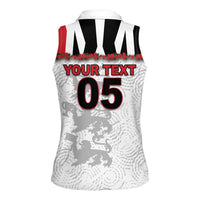 Custom England Football Women Sleeveless Polo Shirt Gold Lions And Minimalist Floral