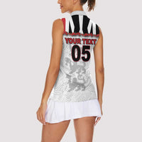 Custom England Football Women Sleeveless Polo Shirt Gold Lions And Minimalist Floral