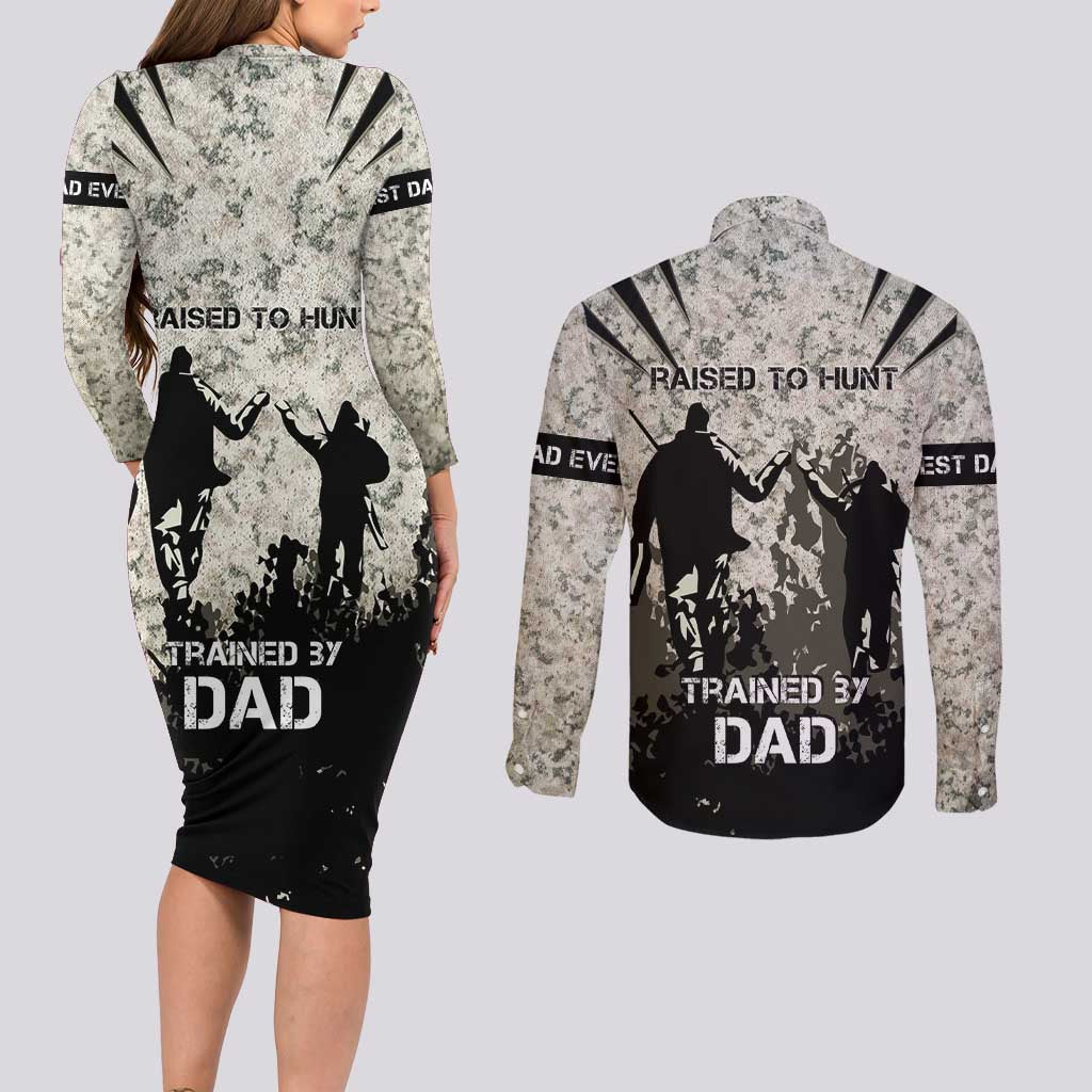 Deer Hunting Fathers Day Couples Matching Long Sleeve Bodycon Dress and Long Sleeve Button Shirt Best Dad Ever