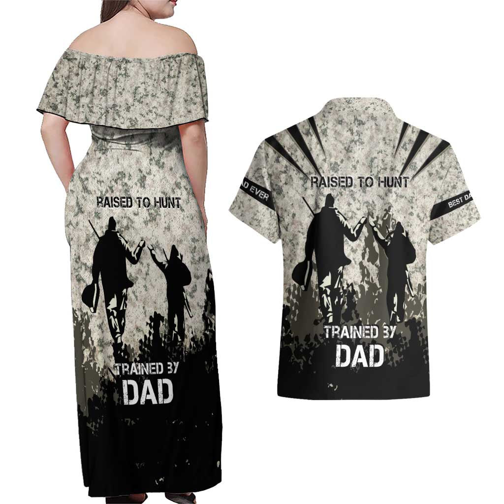 Deer Hunting Fathers Day Couples Matching Off Shoulder Maxi Dress and Hawaiian Shirt Best Dad Ever