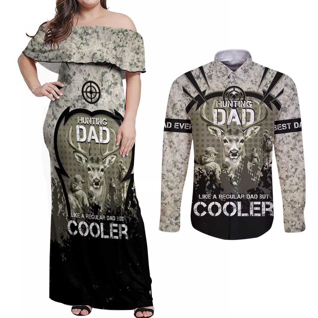 Deer Hunting Fathers Day Couples Matching Off Shoulder Maxi Dress and Long Sleeve Button Shirt Best Dad Ever