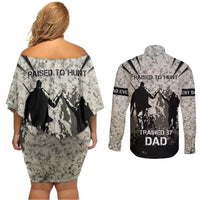 Deer Hunting Fathers Day Couples Matching Off Shoulder Short Dress and Long Sleeve Button Shirt Best Dad Ever