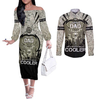 Deer Hunting Fathers Day Couples Matching Off The Shoulder Long Sleeve Dress and Long Sleeve Button Shirt Best Dad Ever